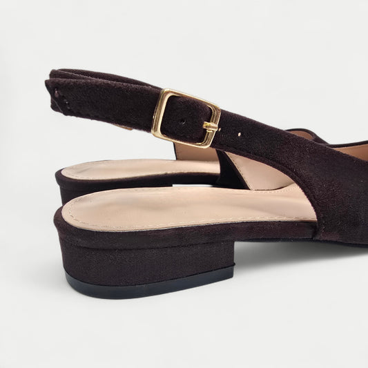 Slingbacks suédine Chocolat
