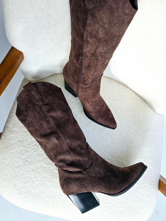 Bottes santiags brodées Chocolat