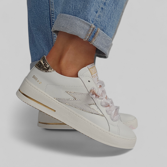 Baskets Semerdjian Maya D111 Blanc, Dentelle & Argent