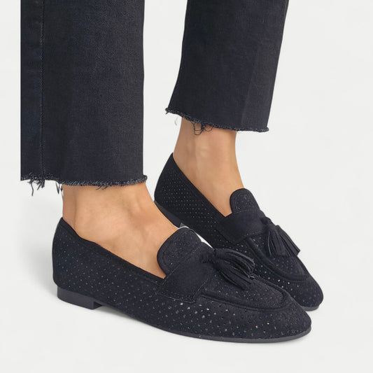 Mocassins pompom - ajouré Noir