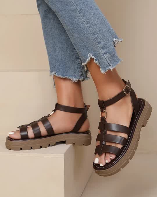 Sandales spartiates Marron