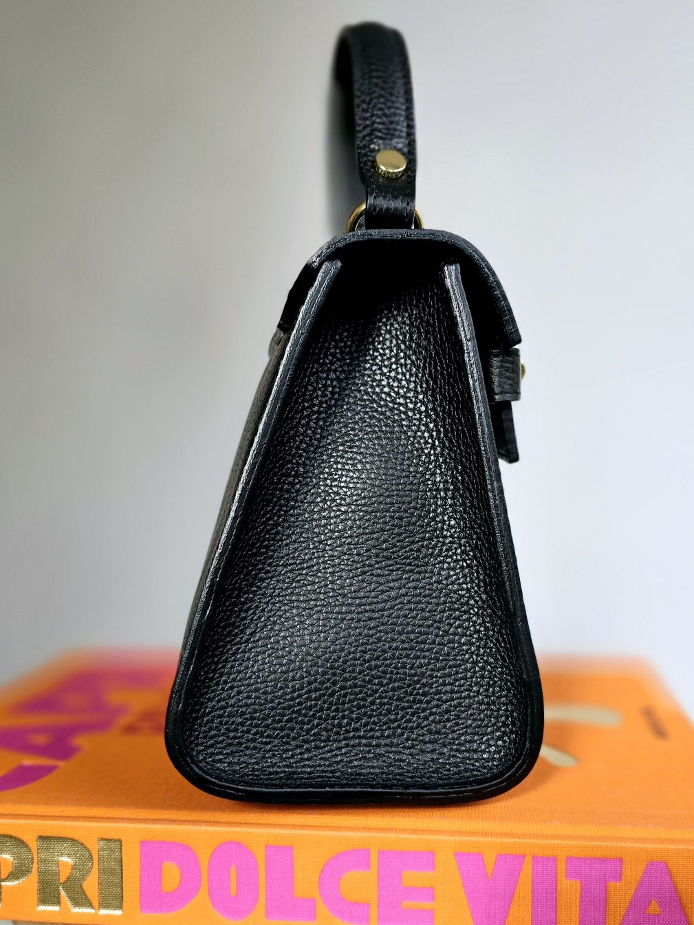 Sac Kellie cuir grainé Moyen Noir