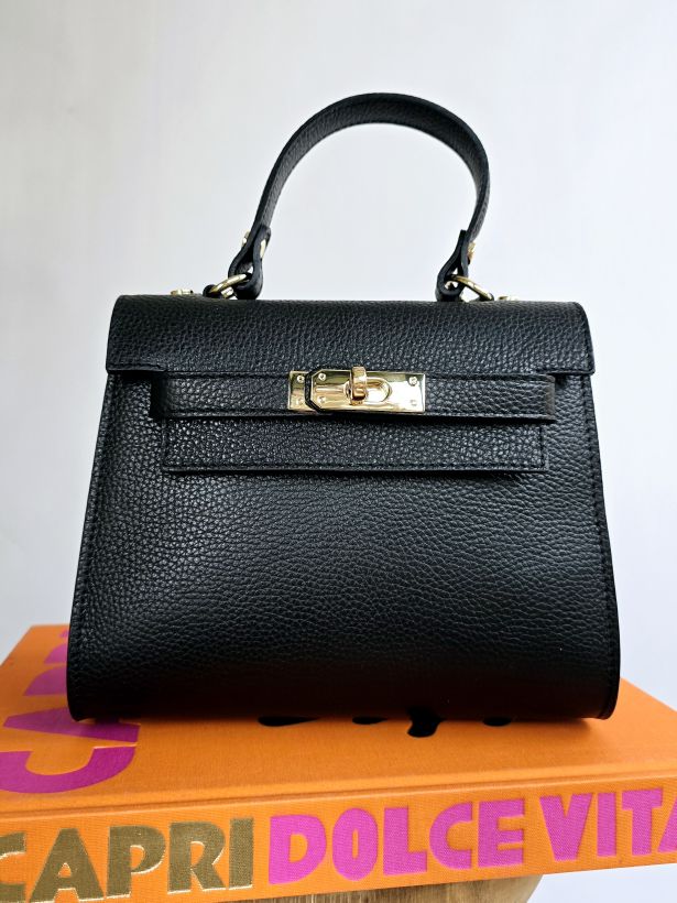 Sac Kellie cuir grainé Moyen Noir
