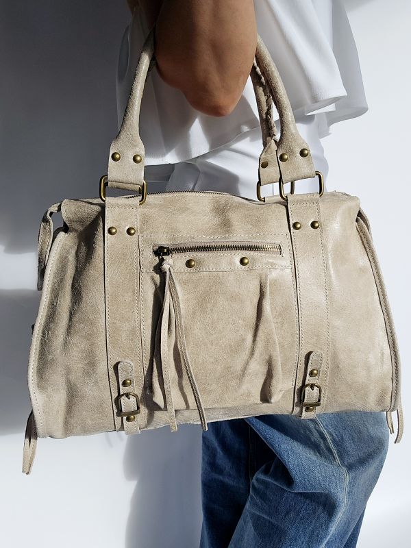 Sac Balou cuir Grand Beige clair