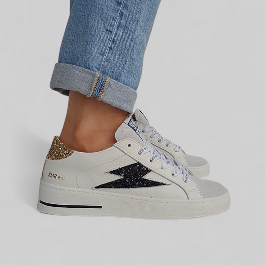 Baskets Semerdjian Maya D378 Blanc & glitter Noir