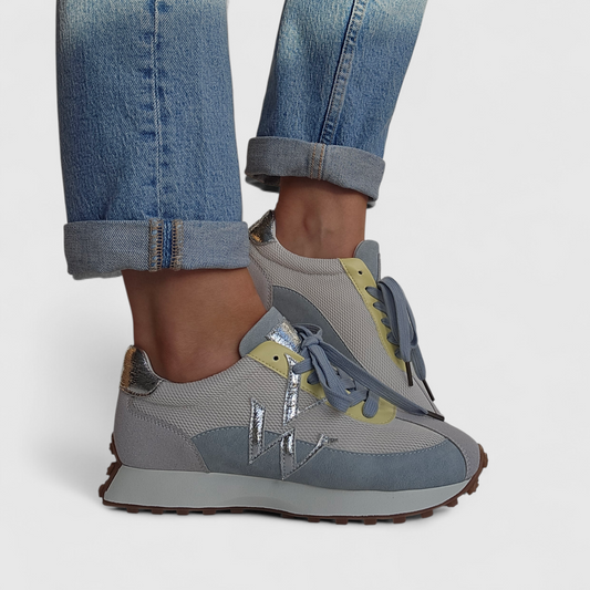 Baskets Vanessa Wu - FLOW Bleu ciel & Jaune