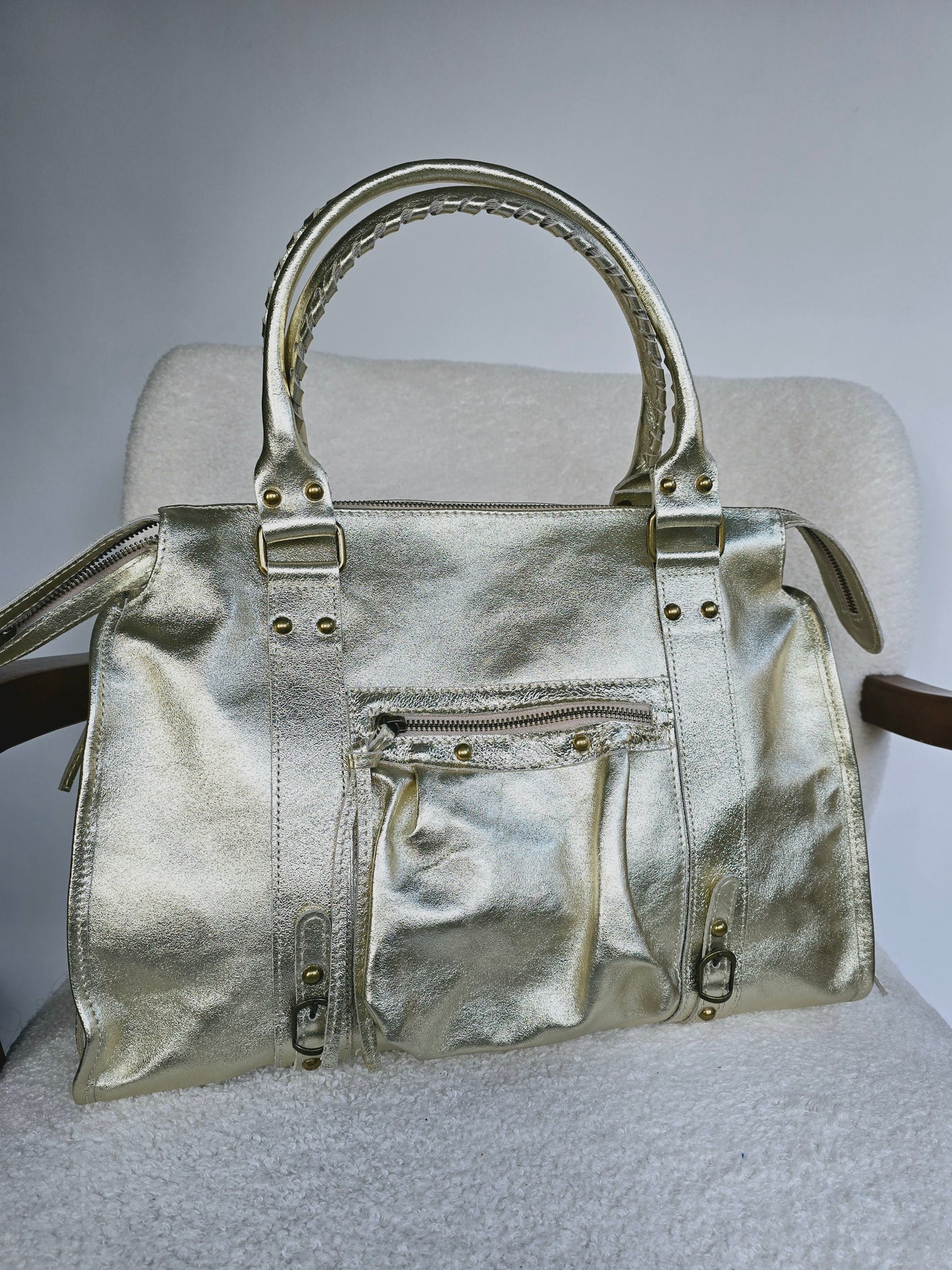 Sac Balou grand modèle 100% cuir irisé Doré