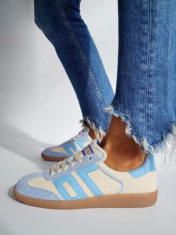 Baskets Back70 tweed Bleu ciel