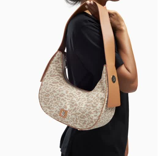 Sac demi-lune Lexie Vanessa Wu Léopard Beige