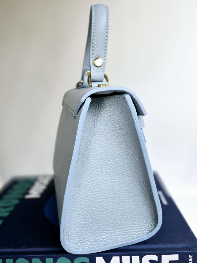 Sac Kellie cuir grainé Moyen Bleu ciel