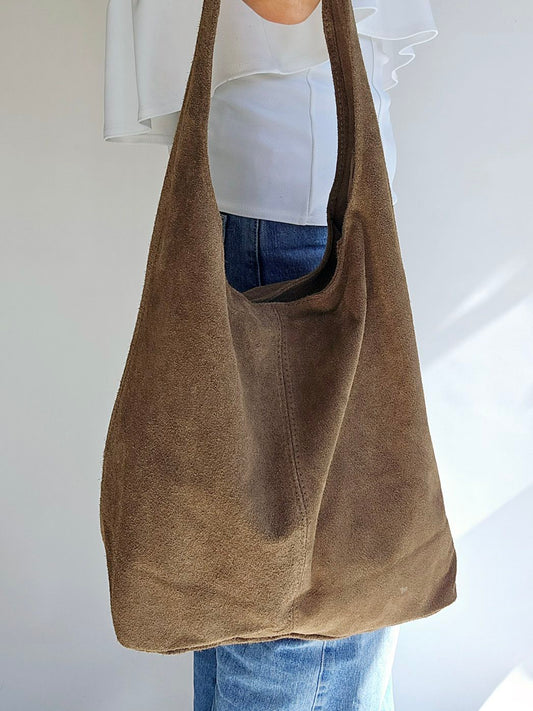 Cabas porté épaule daim Taupe