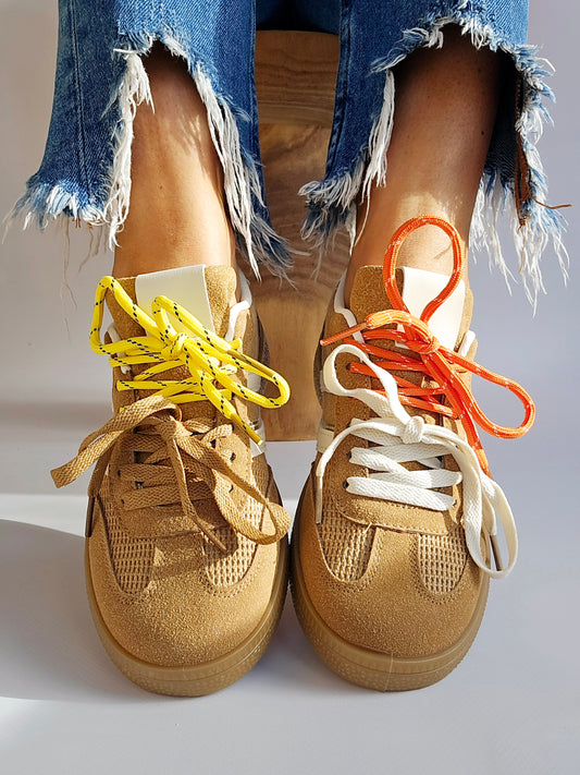 Basket Lacets colorés Camel