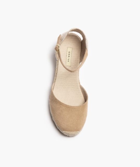 Corina Beige Closed Wedge Espadrilles