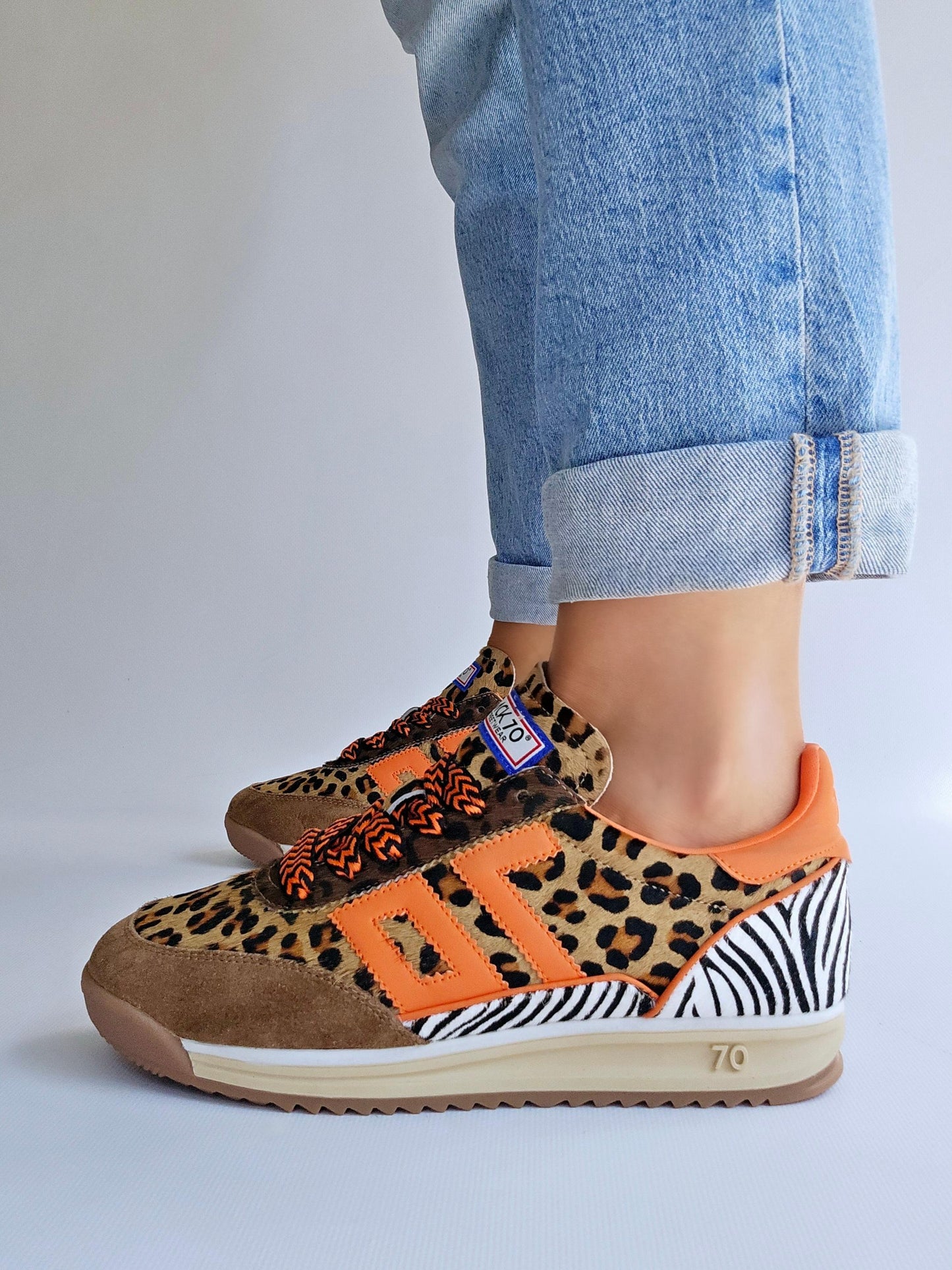 Baskets Back70 Barkley running Orange & Léopard