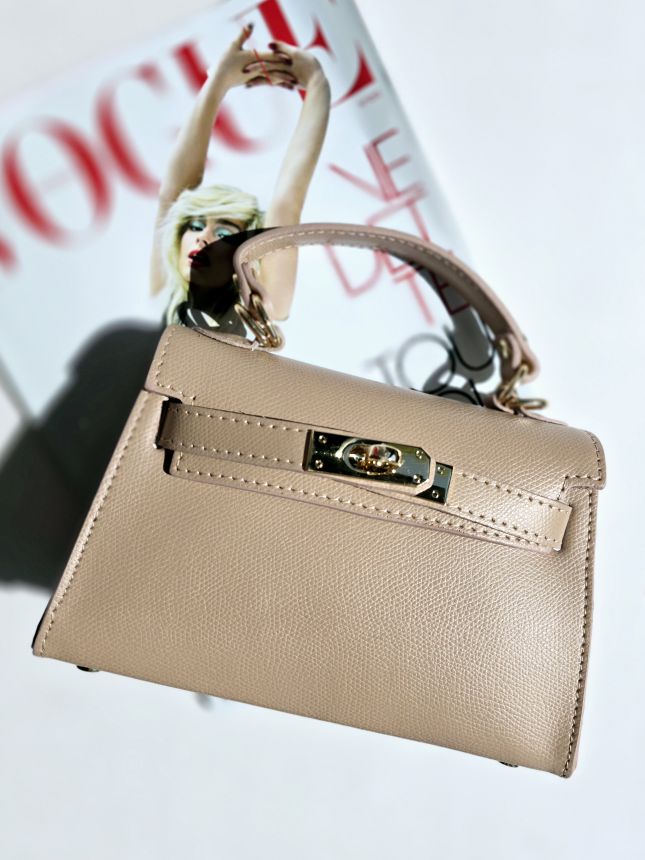 Sac bandouillère Kellie cuir petit modèle Beige - nude