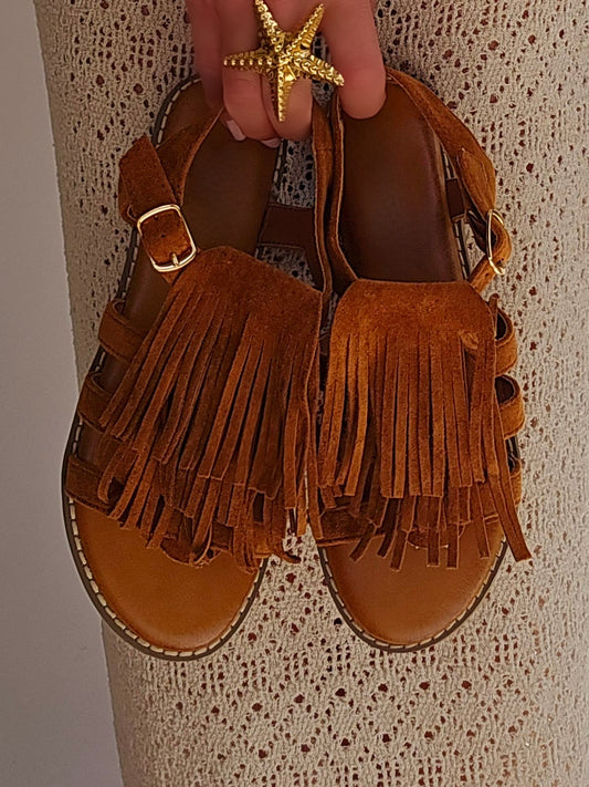 Sandales à franges Camel