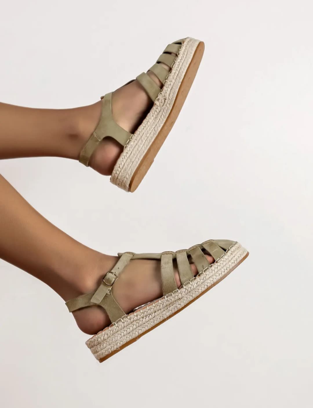 Spartiates espadrilles fermées Kaki