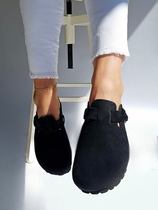 Solal Pastelle Paris Black Leather Clog 