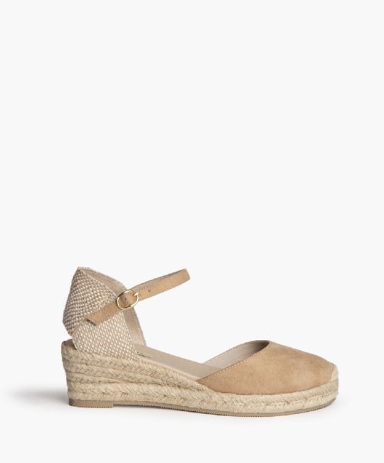 Corina Beige Closed Wedge Espadrilles