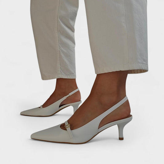 Escarpins slingback bout pointu – Blanc
