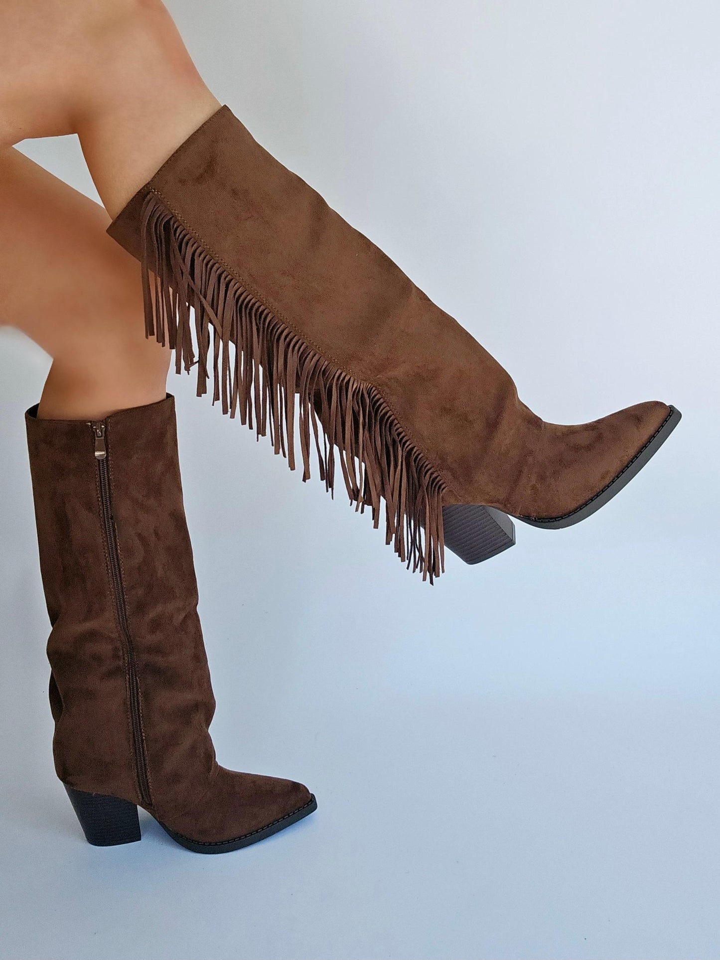 Bottes santiags à franges Marron