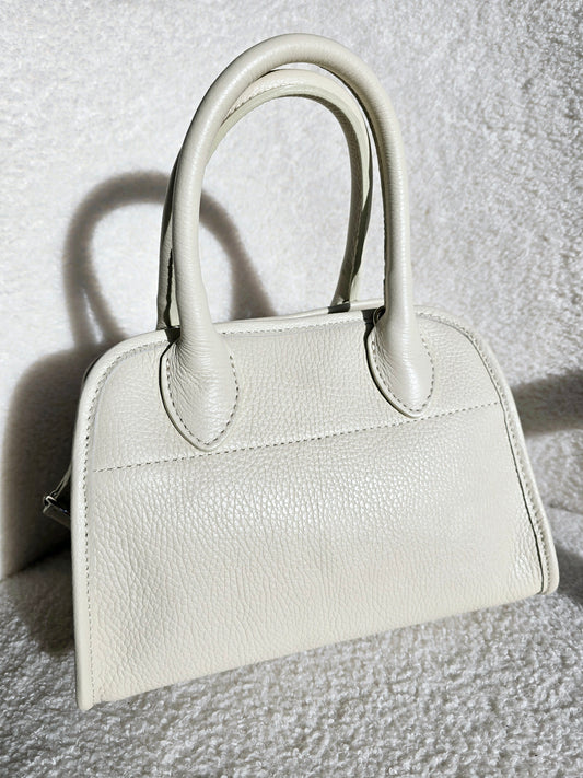Sac Bowling cuir grainé petit format Beige