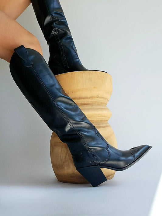 Bottes santiags haute Corina Noir