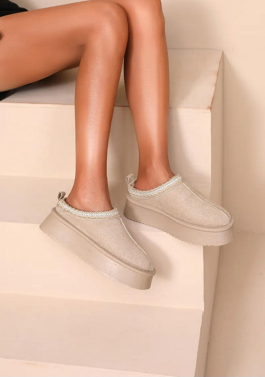 Aztec Mules Platform Dupe Taupe