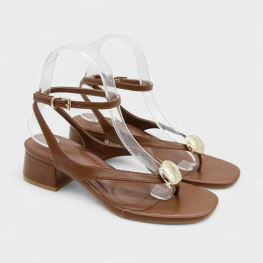 Sandales bijoux à talon – Nu-pieds élégants Camel