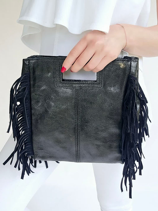 Sac bandouillère Frange Noir irisé