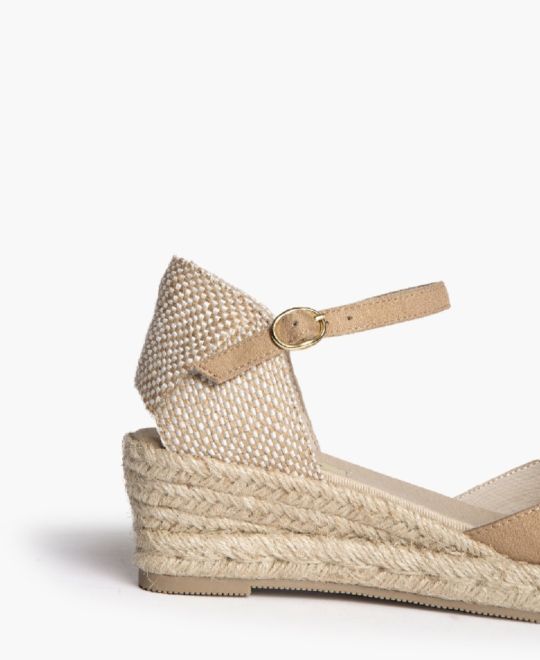 Corina Beige Closed Wedge Espadrilles