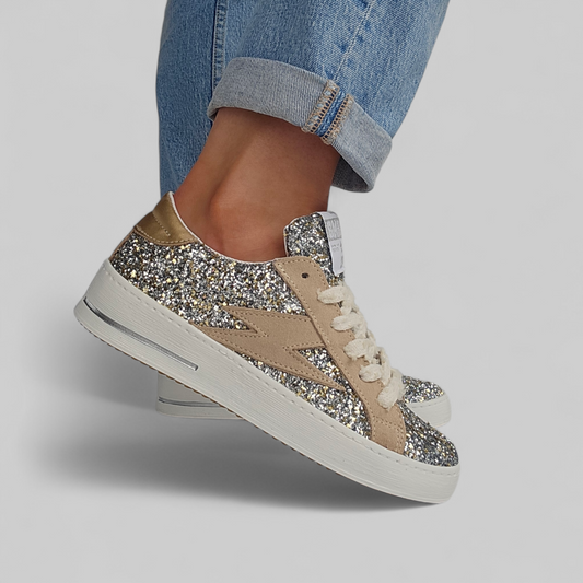 Baskets Semerdjian Maya B480 glitter Argent - Doré & Beige
