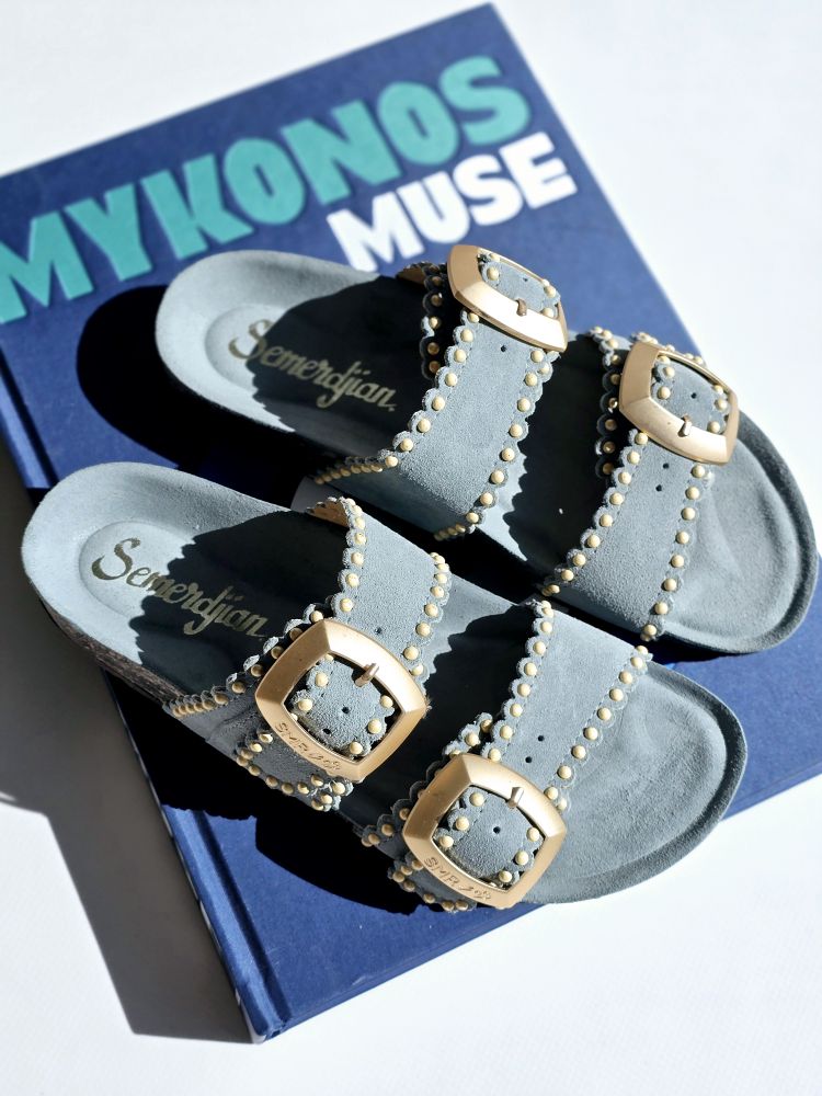 Mules ARONA cuir Semerdjian Bleu ciel