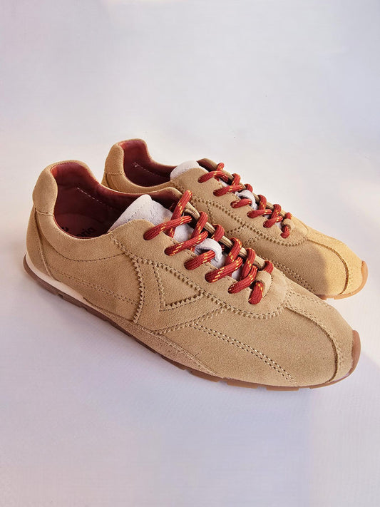 Baskets Victoria ASTER cuir fendu Caramel