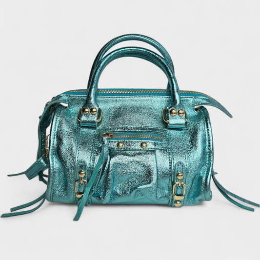 Sac bandoulière Balou - petit format - cuir irisé Turquoise
