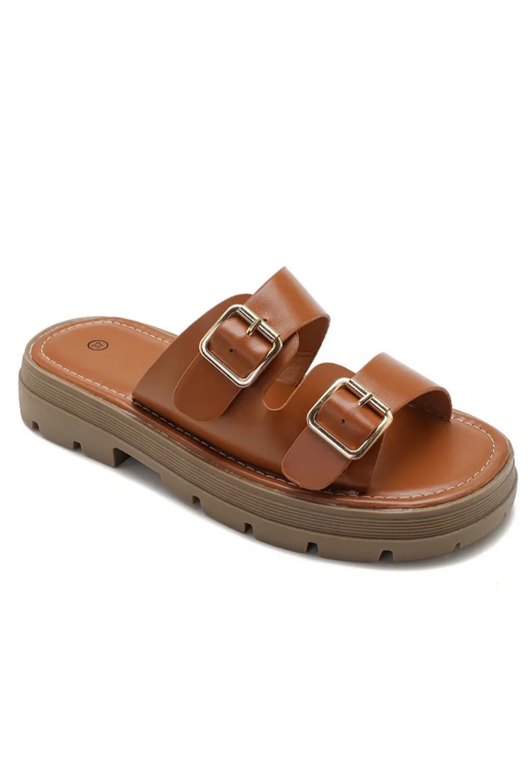 Mules doubles boucles semelle gomme Camel