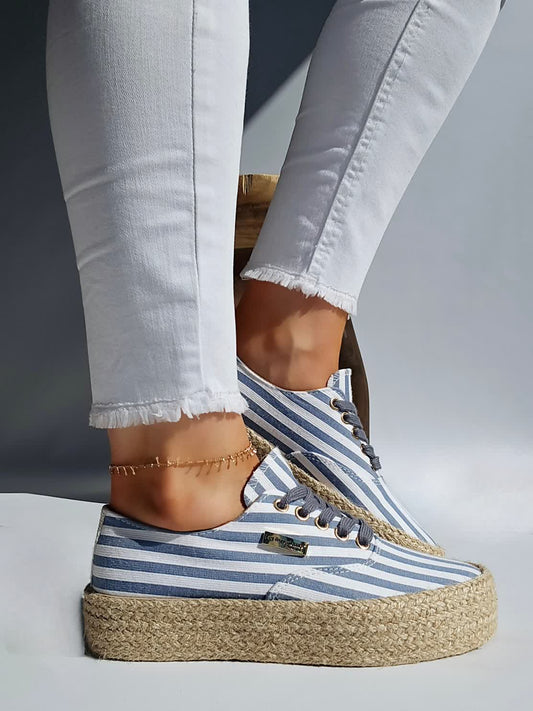 Baskets espadrilles Les Tropeziennes COSMIC PRINT rayure Bleu