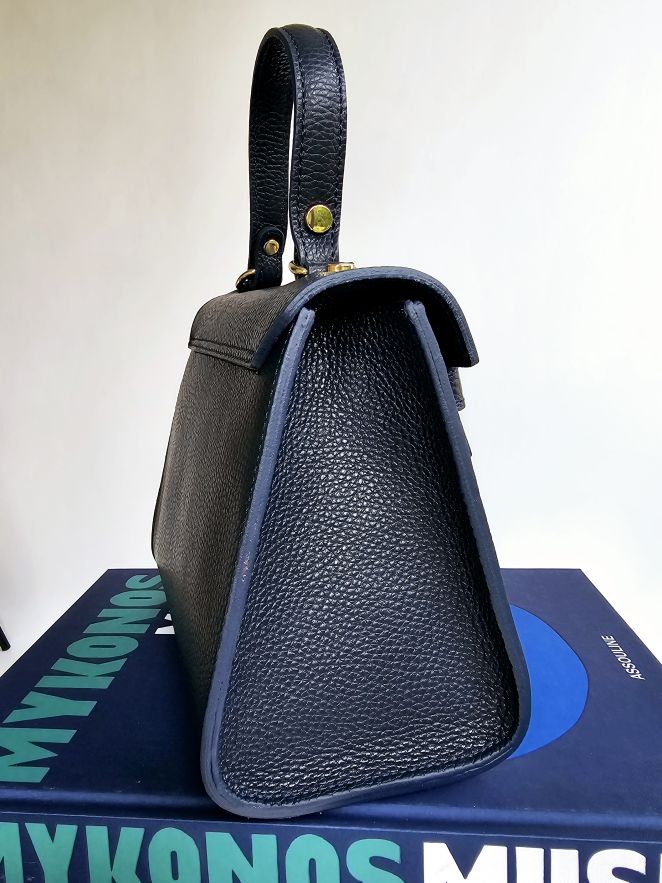 Sac Kellie cuir grainé Moyen Bleu marine