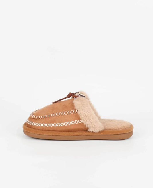 Mules fourrées mocassin Taupe