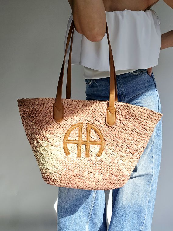 Cabas panier anse en cuir AA Rose