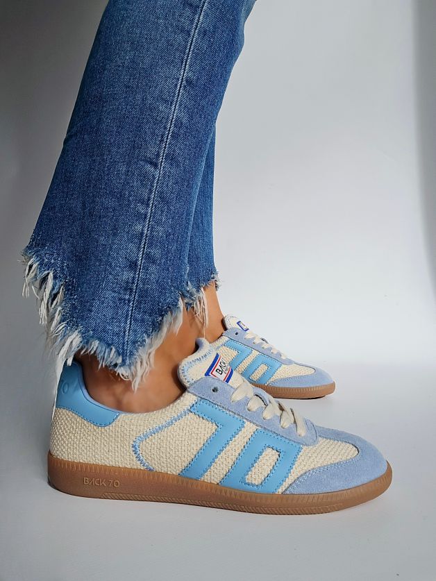 Baskets Back70 tweed Bleu ciel