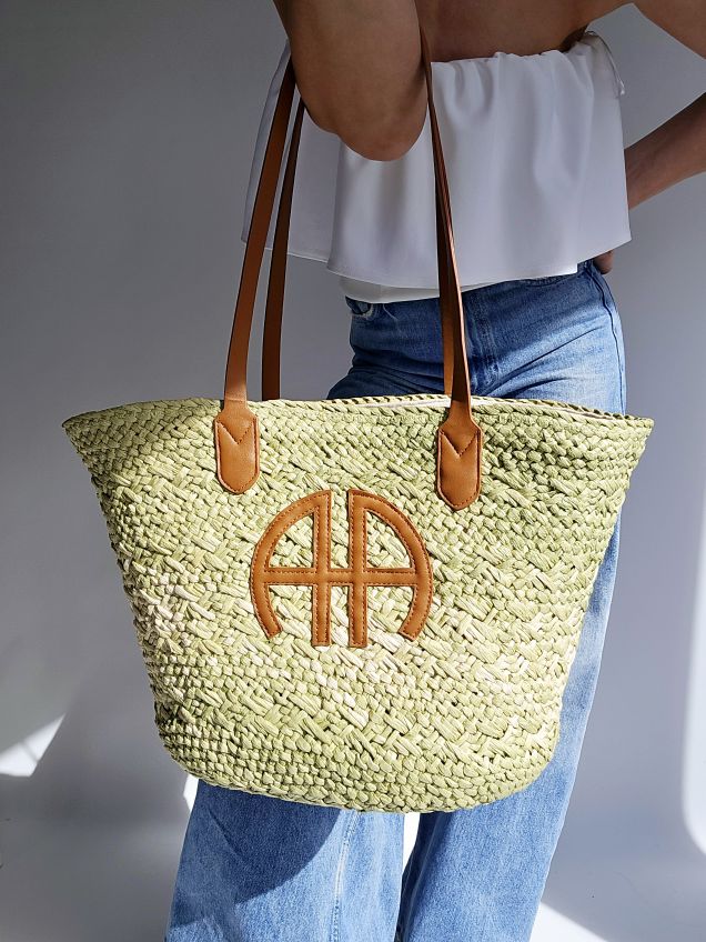 Cabas panier anse en cuir AA Vert