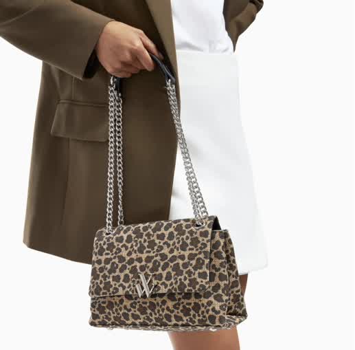 Sac à main Naomi Vanessa Wu léopard à chaîne