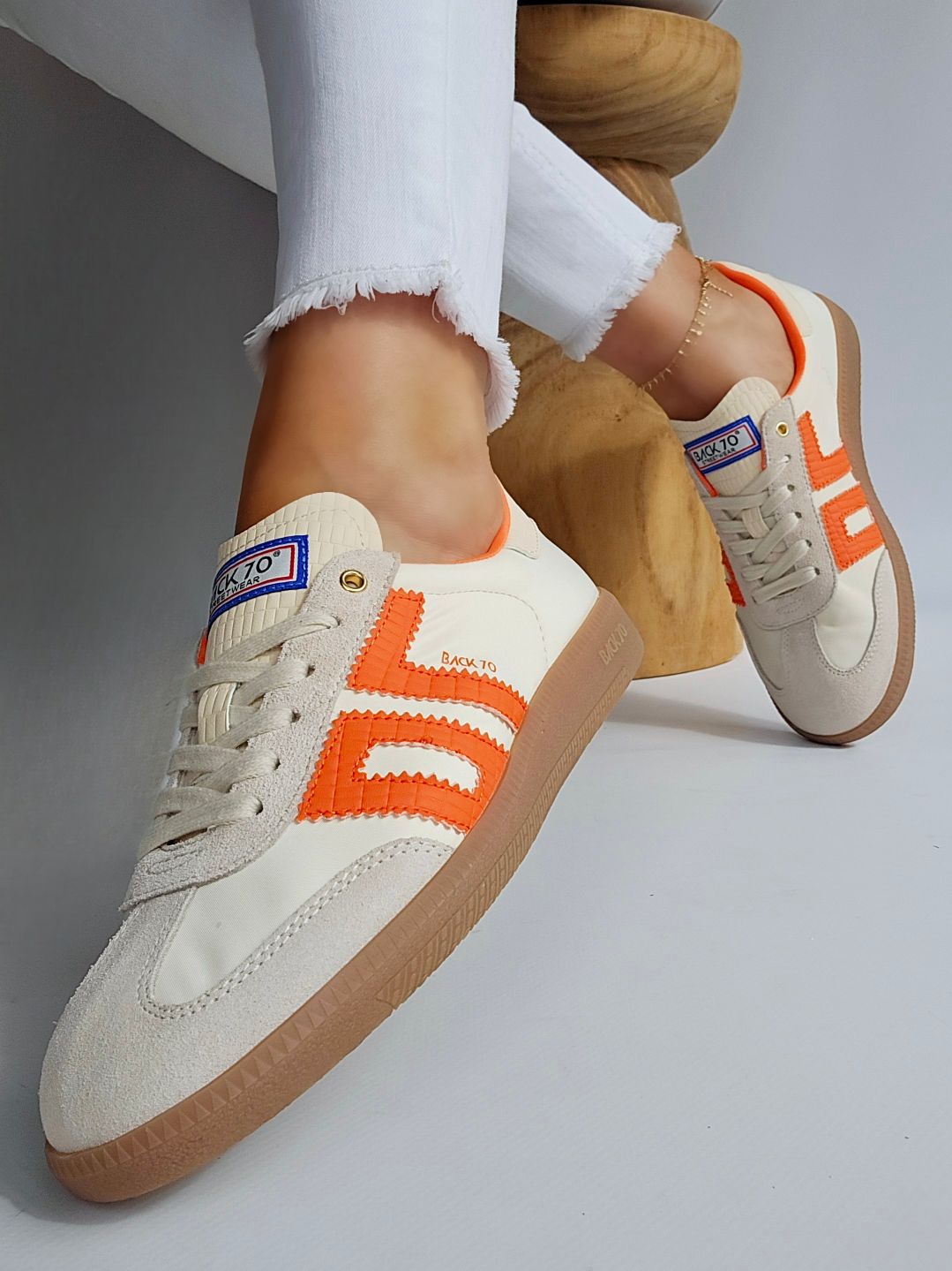 Baskets Back70 nylon Beige & Orange