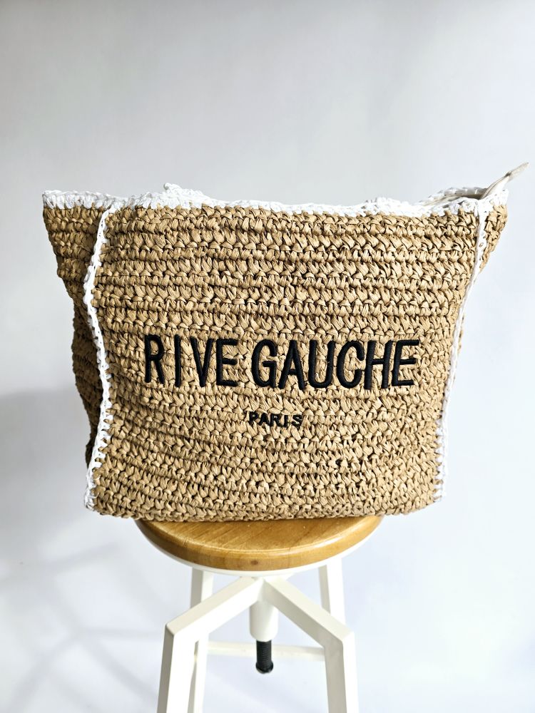 Cabas grand Rive Gauche raphia Blanc