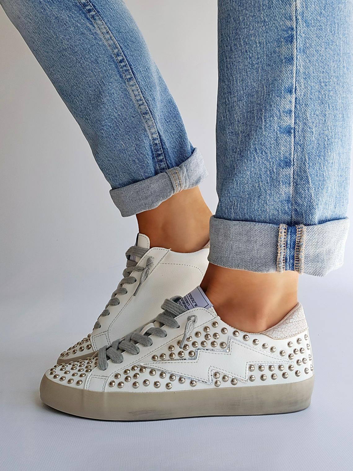 Baskets éclair Corina rivets Blanc