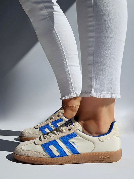 Baskets back70 nylon Beige & Bleu