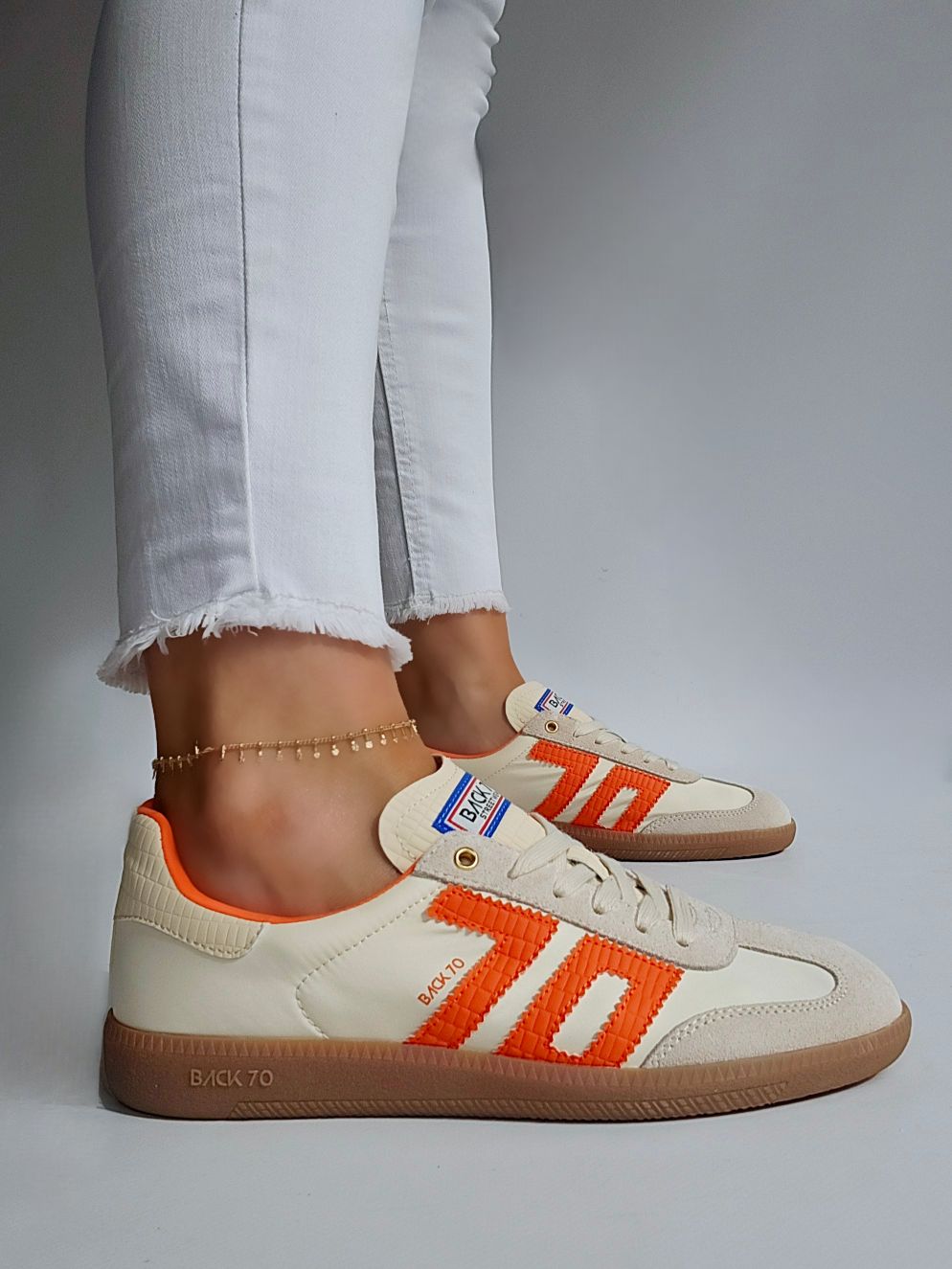 Baskets Back70 nylon Beige & Orange