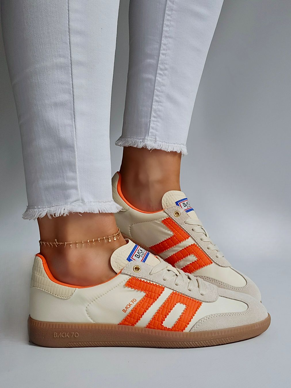 Baskets Back70 nylon Beige & Orange