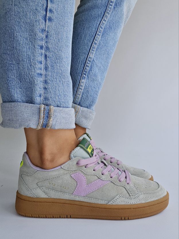 Baskets Victoria - SMASH semelle mémoire de forme vert & rose